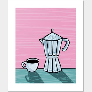 Retro Cute Coffee Drawing Posters and Art